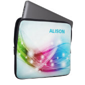 Farbenfrohe Waves Blue Background Monogram Laptopschutzhülle (Vorne Rechts)