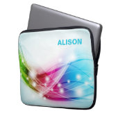 Farbenfrohe Waves Blue Background Monogram Laptopschutzhülle (Vorderseite Links)