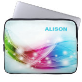Farbenfrohe Waves Blue Background Monogram Laptopschutzhülle (Vorderseite)