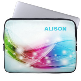 Farbenfrohe Waves Blue Background Monogram Laptopschutzhülle