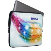 Farbenfrohe Waves Blue Background Monogram Laptopschutzhülle (Vorne Rechts)