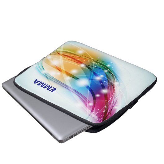 Farbenfrohe Waves Blue Background Monogram Laptopschutzhülle (Vorne Knopf)