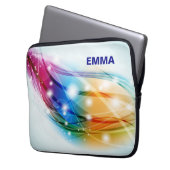 Farbenfrohe Waves Blue Background Monogram Laptopschutzhülle (Vorderseite Links)