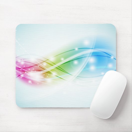 Farbenfrohe Waves Blue Background Mousepad (Mit Mouse)