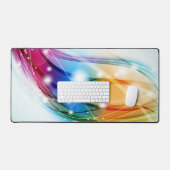 Farbenfrohe Waves Blue Background Schreibtischunterlage (Tastatur & Maus)