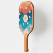 Farbenfrohe Waves & Daisis Muster Monogramm Pickleball Schläger (Links)