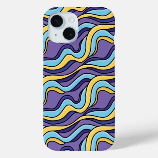 Farbenfrohe Waves Funky Retro Modernes Muster Case-Mate iPhone Hülle (Rückseite)