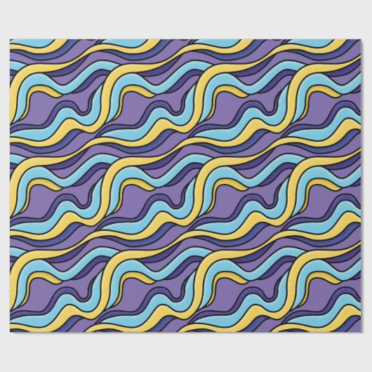 Farbenfrohe Waves Funky Retro Modernes Muster Geschenkpapier (Flach)