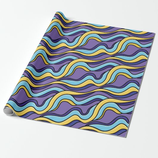 Farbenfrohe Waves Funky Retro Modernes Muster Geschenkpapier (Ungerollt)