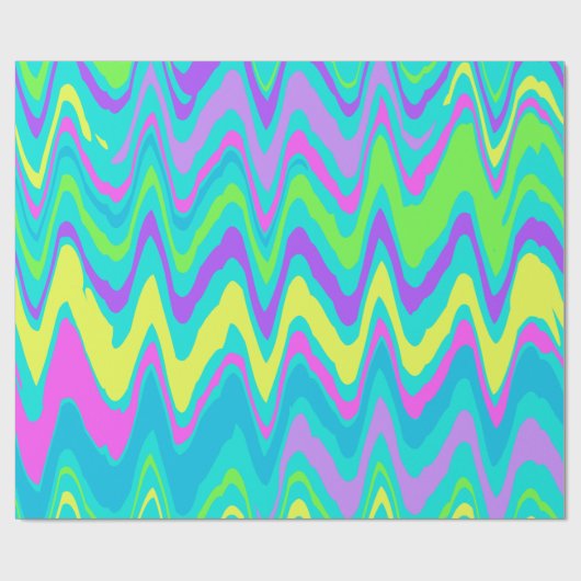 Farbenfrohe Waves Geschenkpapier (Flach)