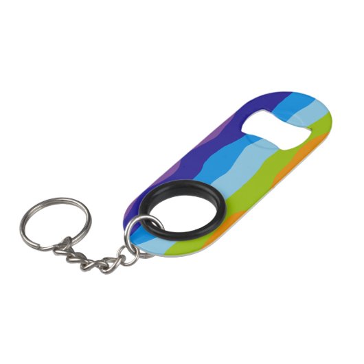 Farbenfrohe Waves Mini Flaschenöffner (Vorderseite Schrägansicht)