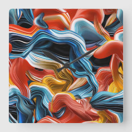 Farbenfrohe Waves Streams Blue Gold White Wall Uhr