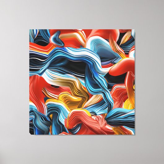 Farbenfrohe Waves Streams Blue Orange Mauer Kunst, Leinwanddruck (Vorderseite)