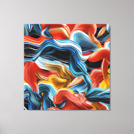 Farbenfrohe Waves Streams Blue Orange Mauer Kunst, Leinwanddruck