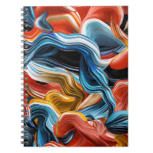 Farbenfrohe Waves Streams Paint Pour Notebook
