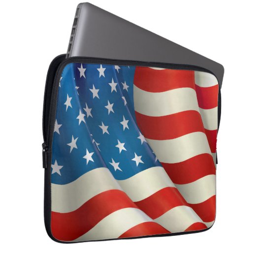 Farbenfrohe Waving U.S.-Flagge Laptopschutzhülle (Vorne Rechts)