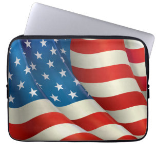 Farbenfrohe Waving U.S.-Flagge Laptopschutzhülle