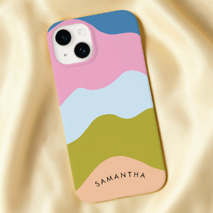 Farbenfrohe Wavy-Muster mit Personalisiertem Curva Case-Mate iPhone 14 Hülle