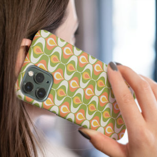 Farbenfrohe Wavy Ornamente Mitte des Jahrhunderts  iPhone 16 Hülle