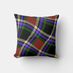 Farbenfrohe Wavy Tartan Muster Grün Rot Lila Weiß Kissen