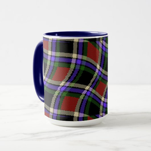 Farbenfrohe Wavy Tartan Muster Grün Rot Lila Weiß Tasse (Vorderseite Links)
