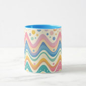 Farbenfrohe Wavy Zickzack Zigzag Muster Tasse (Zentrum)