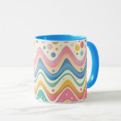 Farbenfrohe Wavy Zickzack Zigzag Muster Tasse (VorderseiteRechts)