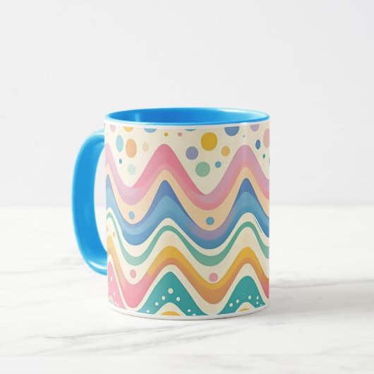 Farbenfrohe Wavy Zickzack Zigzag Muster Tasse (Vorderseite Links)