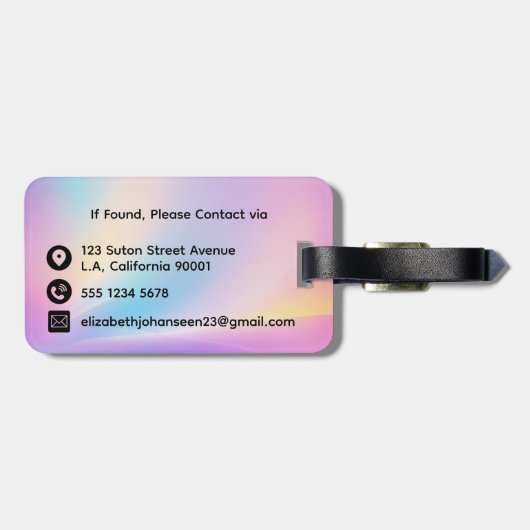 Farbenfrohe, weiche Pastellfarben Gradient Chic Mo Gepäckanhänger (Rückseite horizontal)