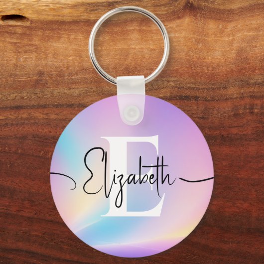 Farbenfrohe, weiche Pastellfarben Gradient Chic Mo Schlüsselanhänger (Vorderseite)