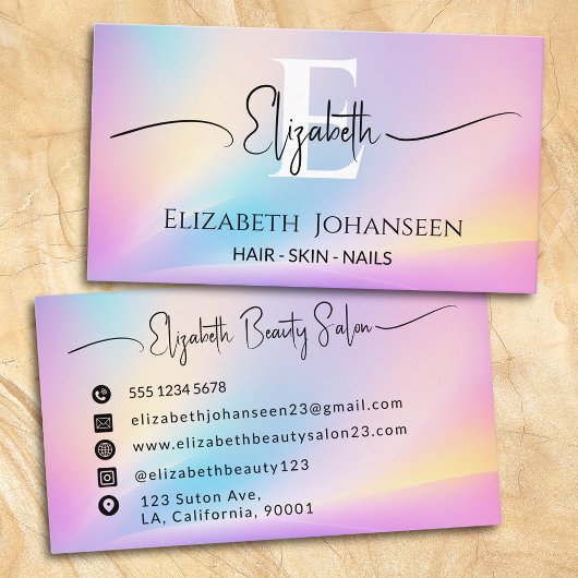 Farbenfrohe, weiche Pastellfarben Gradient Chic Mo Visitenkarte