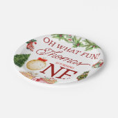 Farbenfrohe Weihnachten 1. Geburtstag Pappteller (Schrägansicht)