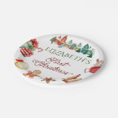 Farbenfrohe Weihnachten 1. Geburtstag Pappteller (Schrägansicht)