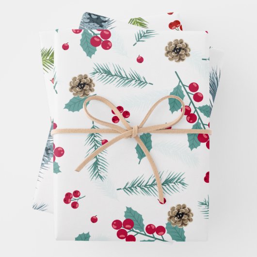 Farbenfrohe Weihnachten - Berry Holiday Pattern Geschenkpapier Set (Beispiel)