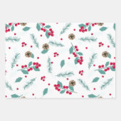 Farbenfrohe Weihnachten - Berry Holiday Pattern Geschenkpapier Set (Vorderseite)