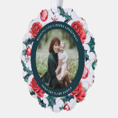 Farbenfrohe Weihnachten Botanisches Foto Grün Ornament Karte (Links)