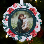 Farbenfrohe Weihnachten Botanisches Foto Grün Ornament Karte