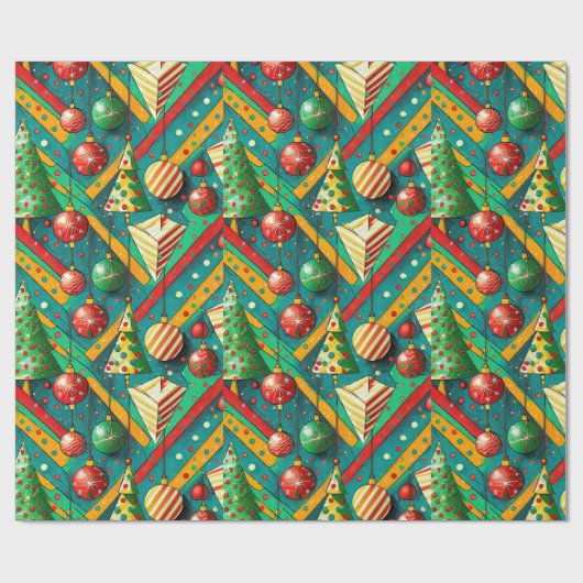 Farbenfrohe Weihnachten Geschenkpapier (Flach)