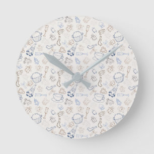 Farbenfrohe Weihnachten Gingerbread Man and Santa Runde Wanduhr