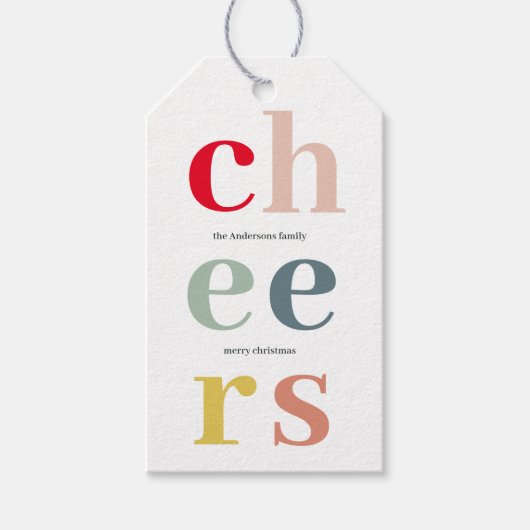 Farbenfrohe Weihnachten | Happy Holidays Geschenkanhänger (Vorderseite)