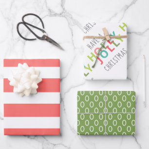 Farbenfrohe Weihnachten im Jolly  Red Green Geschenkpapier Set