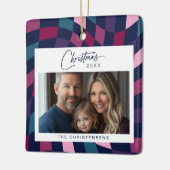 Farbenfrohe Weihnachten im kontrollierten Foto Keramikornament (Links)