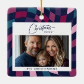 Farbenfrohe Weihnachten im kontrollierten Foto Keramikornament (Rückseite)