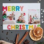 Farbenfrohe Weihnachten Jahr in Review 3 Foto<br><div class="desc">Genießen Sie die Freude und die Magie der Urlaubssaison mit dieser einzigartigen und festlichen, bunten Weihnachtszeit in Rezension 3 Foto Urlaubskarte. Das einfache, aber lustige Design zeichnet sich durch eine Rot-, Grün-, Gelb-, Blau-, Orange- und Rosa-Farbpalette aus, die eine lebhafte und fröhliche Atmosphäre schafft. Die kreative und minimalistische Herangehensweise mit...</div>