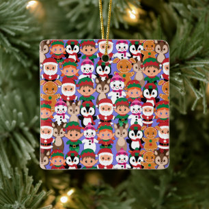 Farbenfrohe Weihnachten mit vielen Berufen Keramikornament