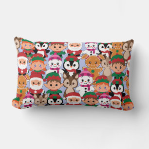 Farbenfrohe Weihnachten mit vielen Berufen Lendenkissen