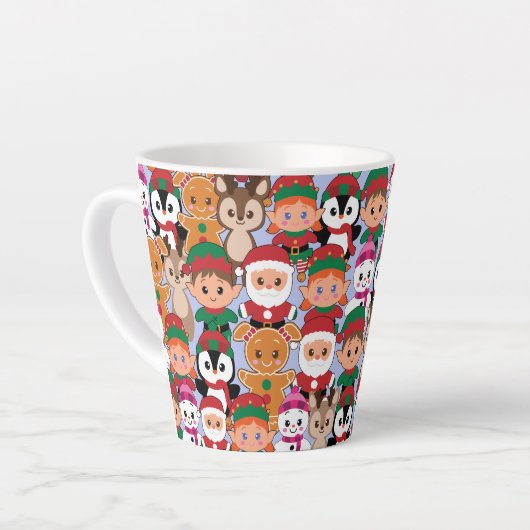 Farbenfrohe Weihnachten mit vielen Berufen Milchtasse (Linke Ecke)