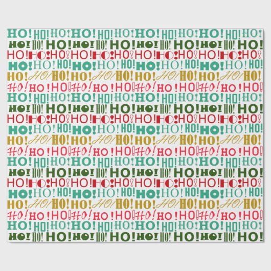 Farbenfrohe Weihnachten Rot Grün und Gold HO! HO! Geschenkpapier (Flach)