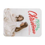 Farbenfrohe Weihnachten Rot und Grün Foto Magnet (Horizontal)