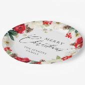 Farbenfrohe Weihnachten Rote Blüte Pappteller (Schrägansicht)